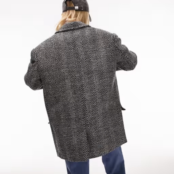 NWT Topshop herringbone textured blazer coat size 10 - Picture 3 of 14